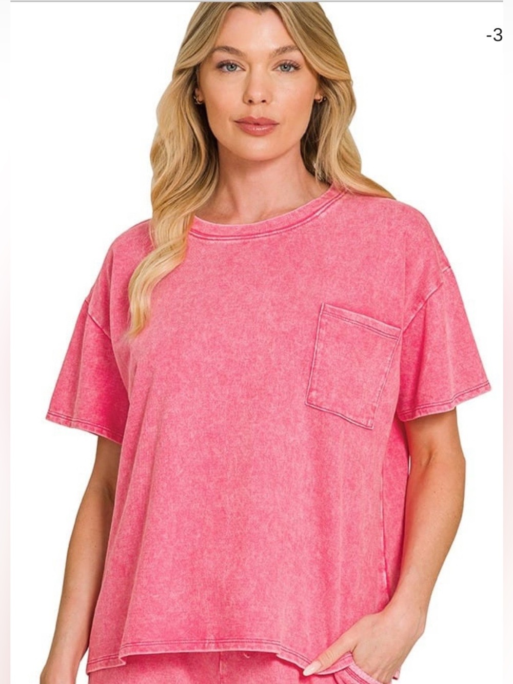 Zenana Washed Pink Tee - Size M